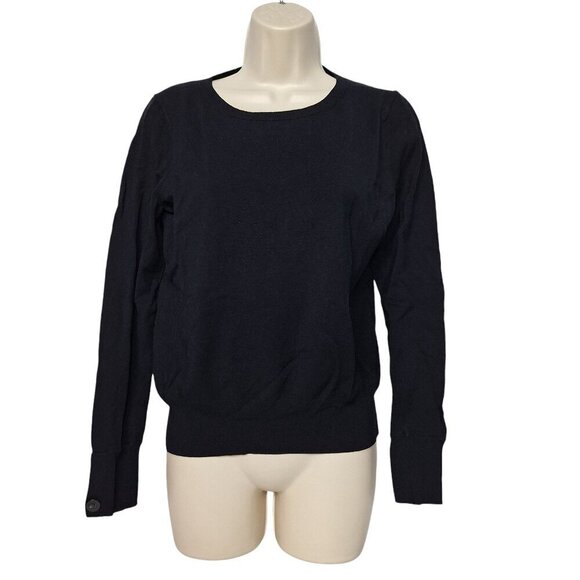 Ann Taylor Women's Pullover Sweater Size Medium Solid Black Business Casual - Picture 2 of 6